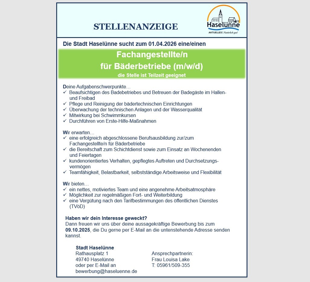 Fachangestellte*r für Bäderbetriebe